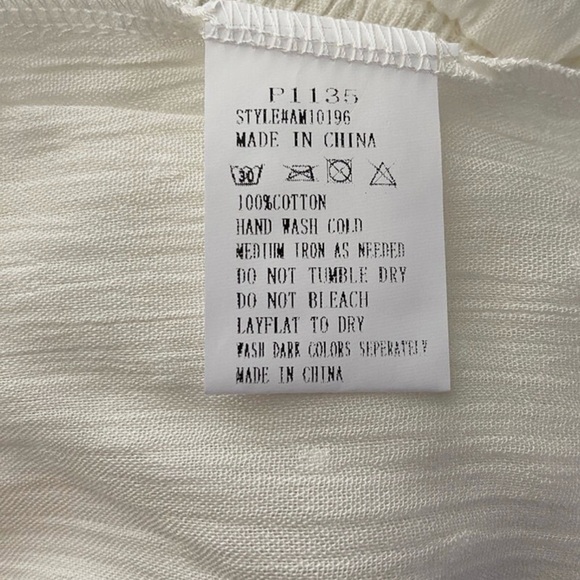 AMOLI White Swiss Dot Off-the-Shoulder Boho Blouse - 100% Cotton - NWT - Picture 7 of 8